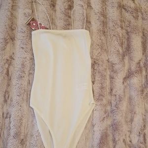 Skinny strapped square neck body suit